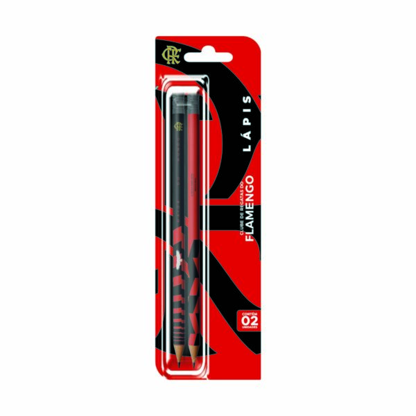 Lápis Grafite HB Madeira Redondo c/  Borracha Blister c/2 und Oficial Flamengo - FL1201