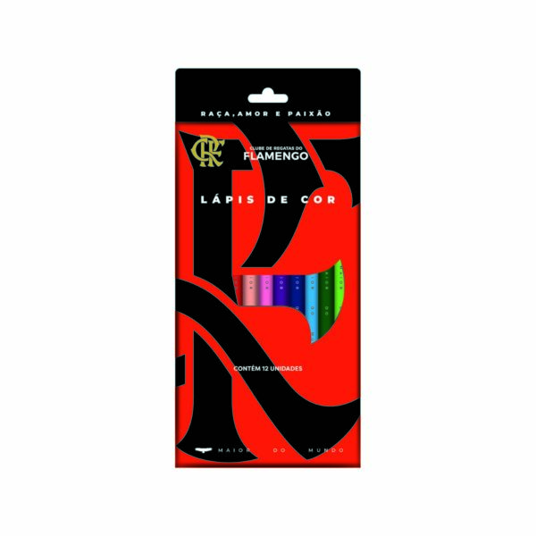 Lápis Madeira Sextavado c/12 und Cores Oficial Flamengo - FL1203