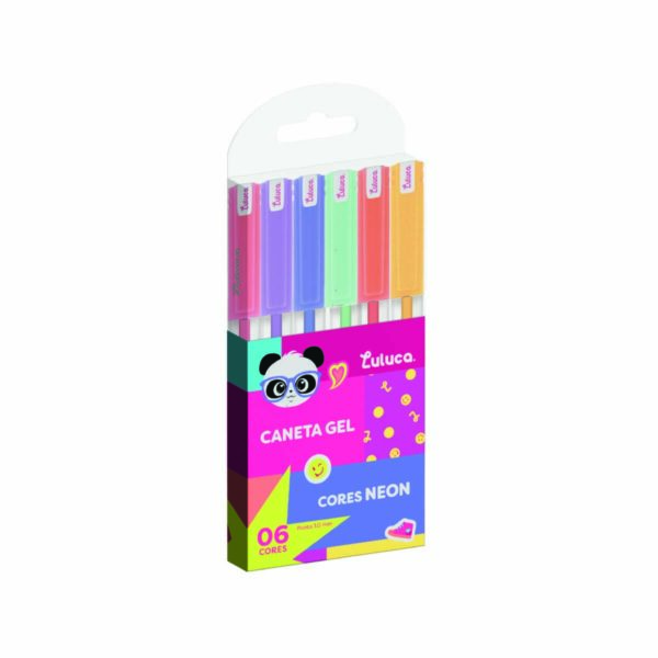 Caneta Esferográfica Gel Neon c/6 Cores Oficial Luluca -  LU0401