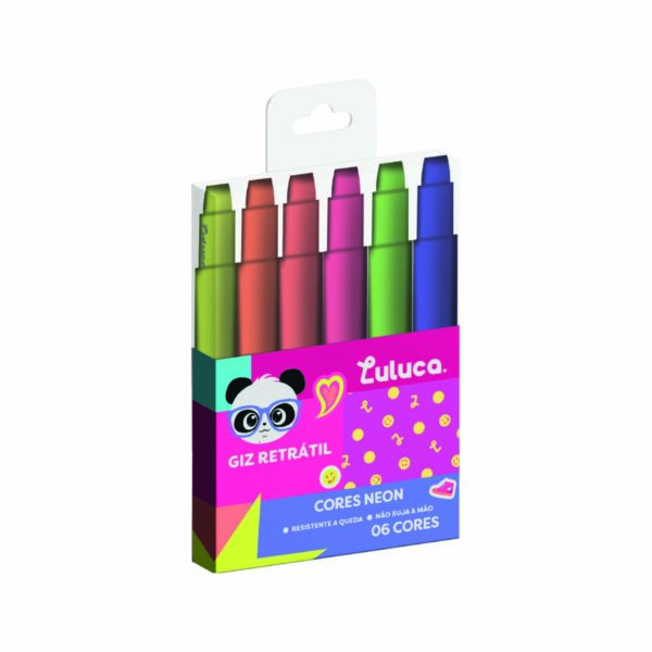 Giz Retrátil Neon 06 Cores Oficial Luluca - LU1103