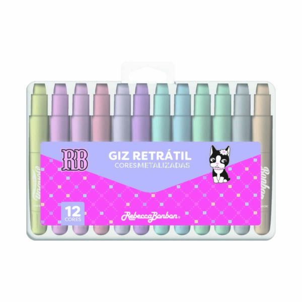 Giz Retrátil c/ 12 cores metalizados Oficial Rebecca Bonbon  - RB1101