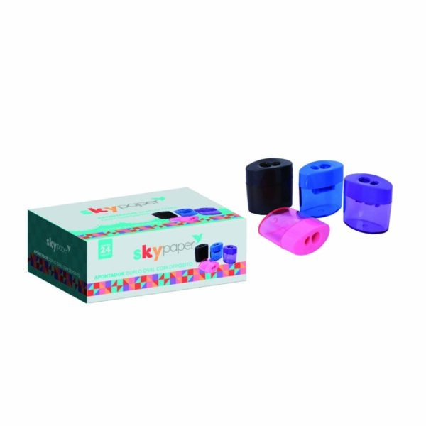 Apontador Duplo Oval Display Sortido c/12und Oficial SkyPaper - SK0102