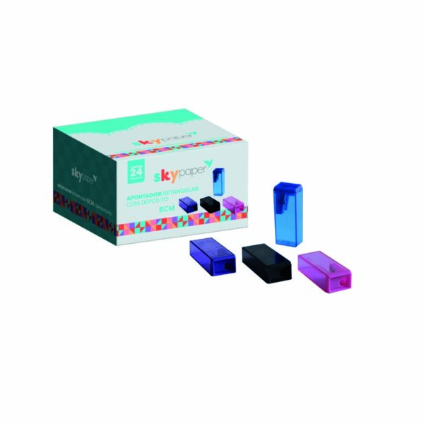 Apontador Retangular c/ Depósito  6 cm Sortido Display c/24 und Oficial SkyPaper - SK0104