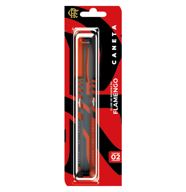 Caneta Esferográfica 1.0 Azul Blister c/ 2 und Oficial Flamengo - FL0401