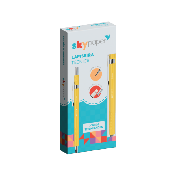 Lapiseira Técnica 0.9 Amarela  Display c/12 und Oficial SkyPaper - SK1305