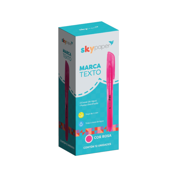 Marca Texto Rosa Display c/12 und Oficial SkyPaper - SK1402