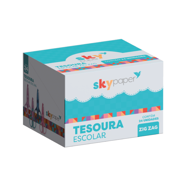 Tesoura Escolar 13,5 cm Zig Zag Sortida Display c/24 und Oficial SkyPaper - SK1805